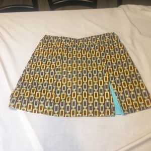 GolfHer Brown Yellow & Blue Stretch Skort Size M